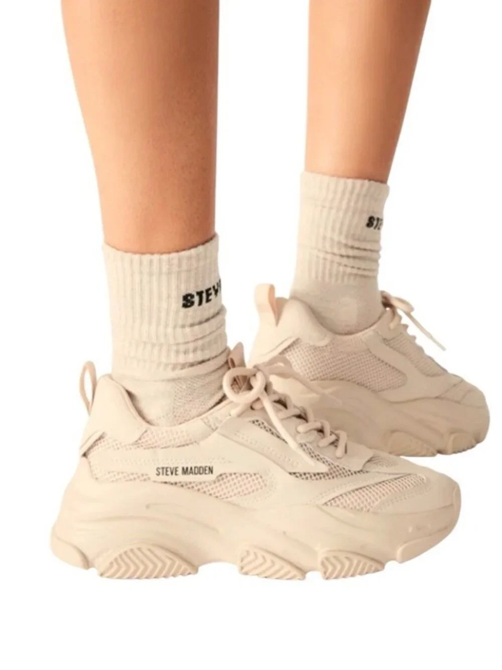 Steve Madden Tan Chunky Possession Athletic Sporty Sneakers Size 7